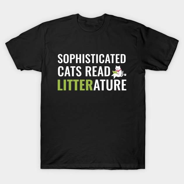 Sophisticated Cat Reading a Book Funny T-Shirt by creative